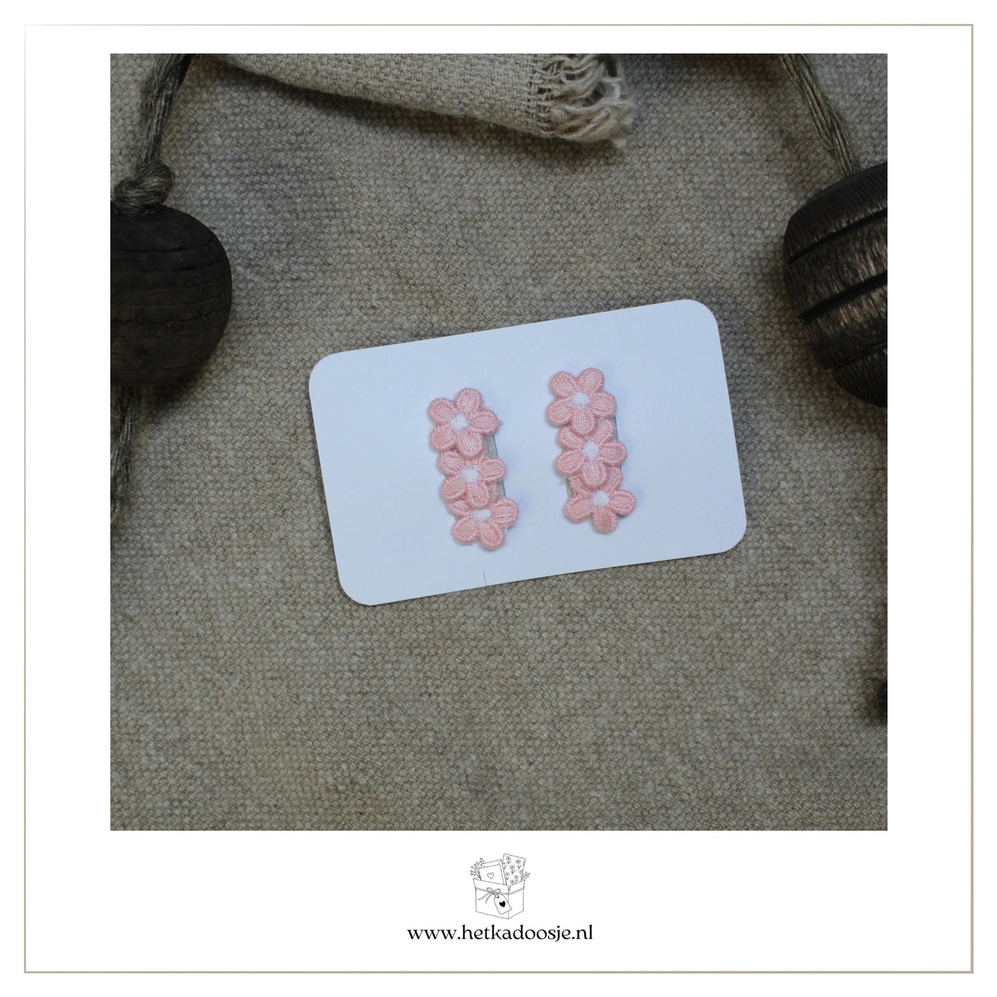 Set haarspeldjes met roze bloemetjes | antislip
