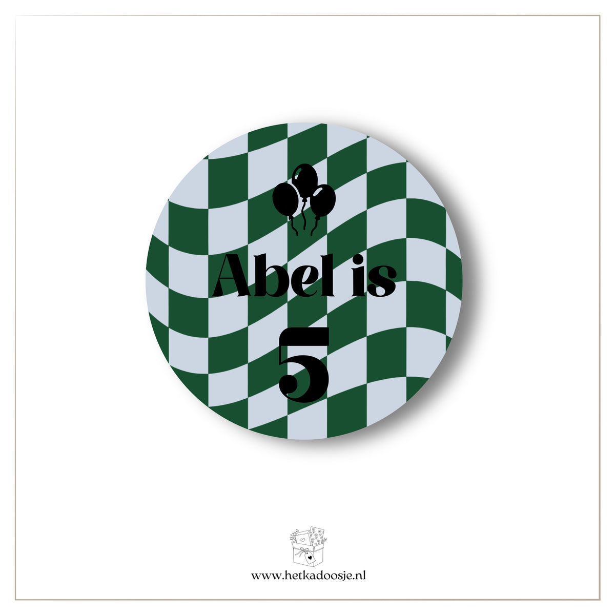 Geblokt groen blauw - verjaardagsstickers