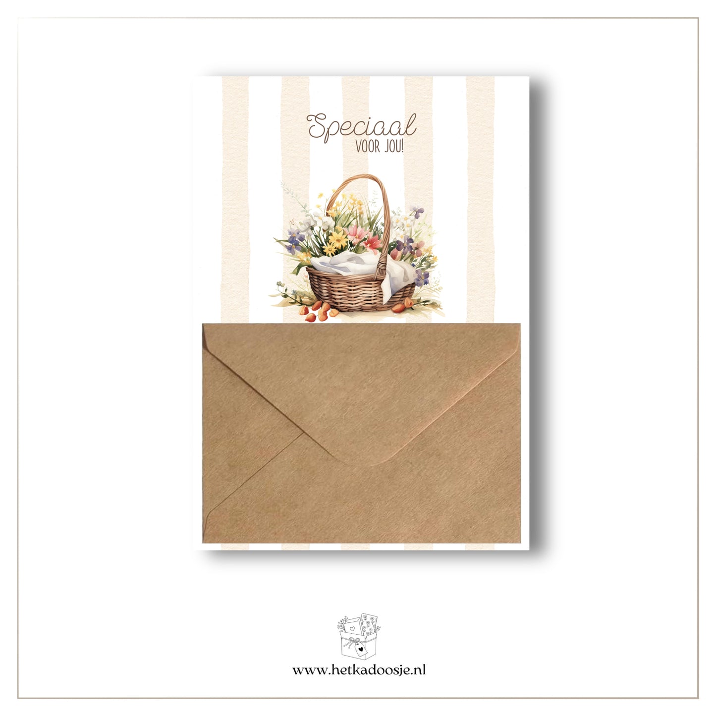 Cadeaukaart - mand met bloemen