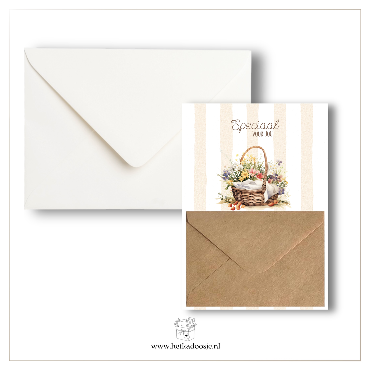 Cadeaukaart - mand met bloemen