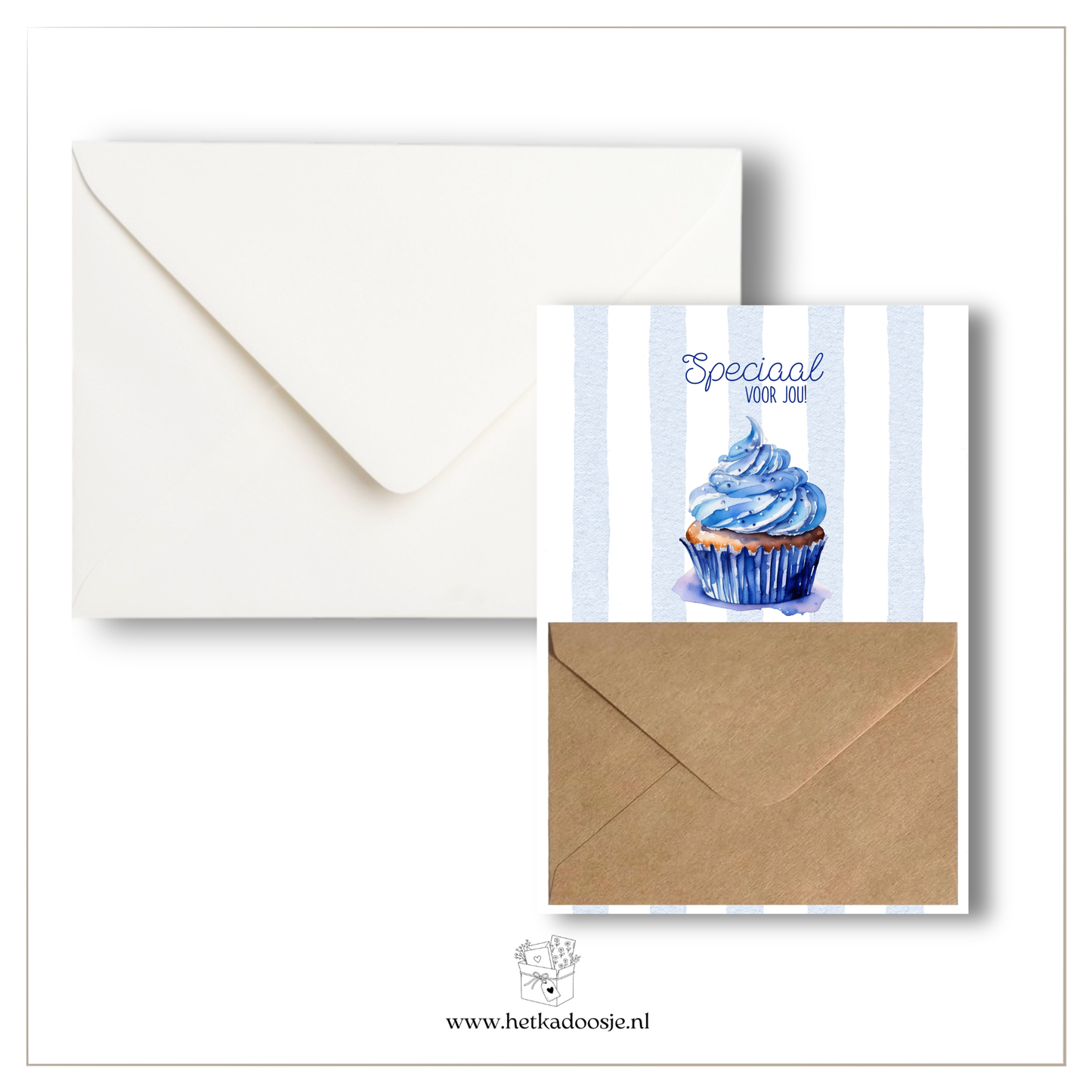 Cadeaukaart - blauwe cupcake