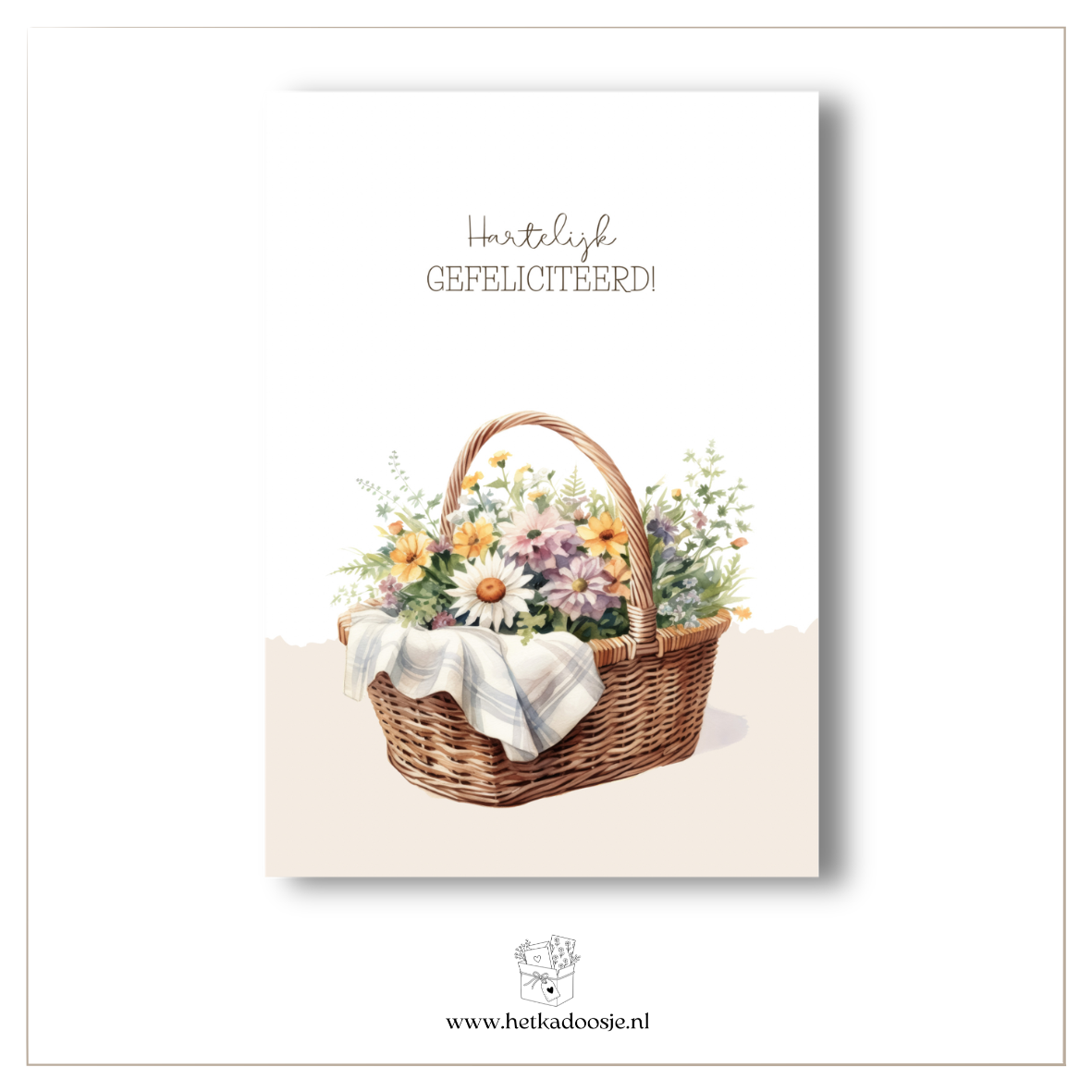 Mand bloemen - gefeliciteerd