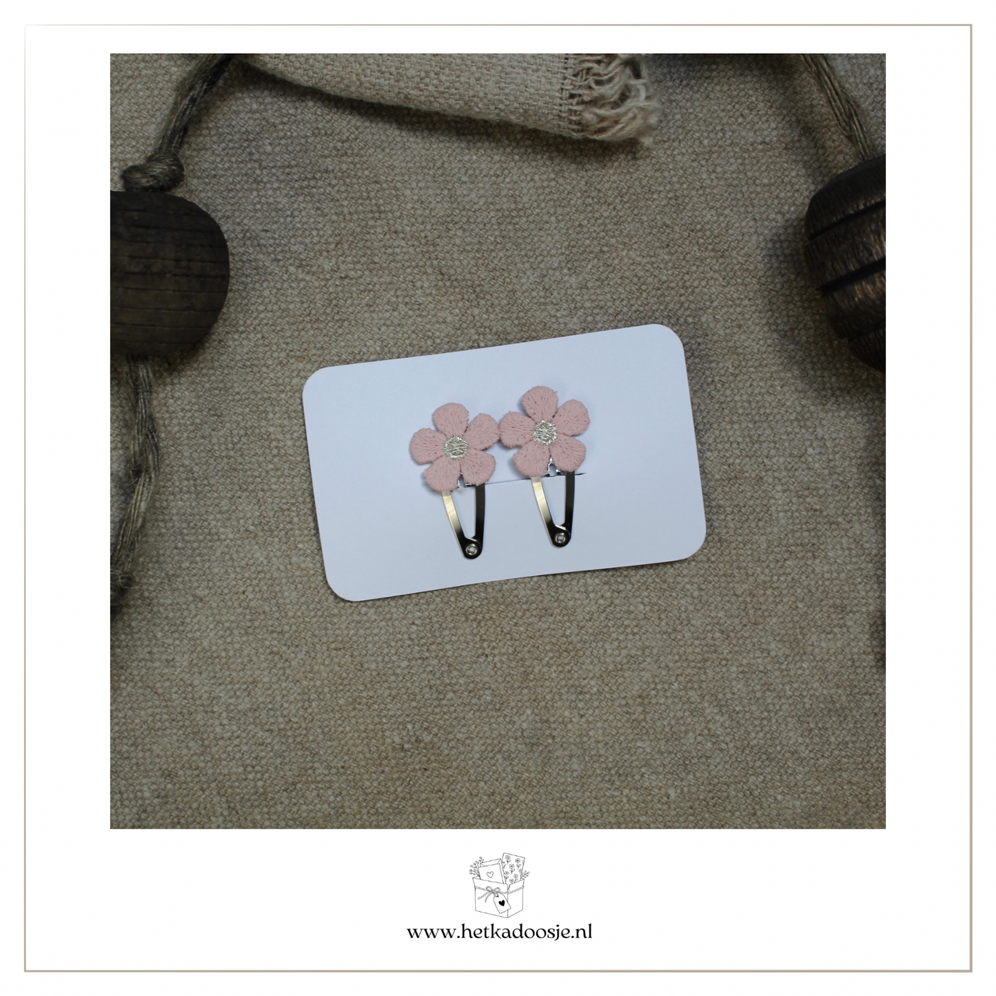 Set haarspeldjes met roze bloemetjes | klikklak