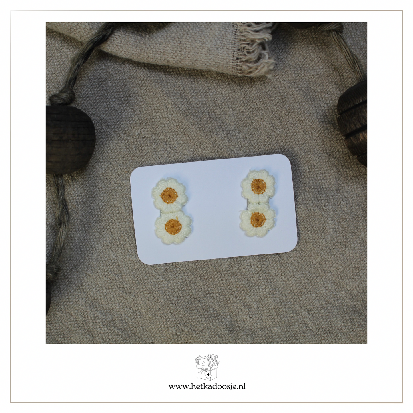 Set haarspeldjes met witte bloemetjes | antislip
