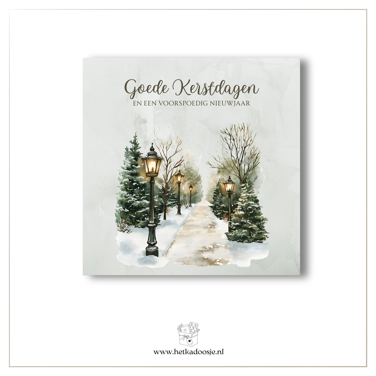 Laan met verlichting | goede kerstdagen - vierkant