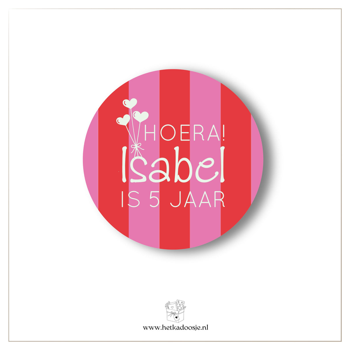 Strepen rood roze - verjaardagsstickers