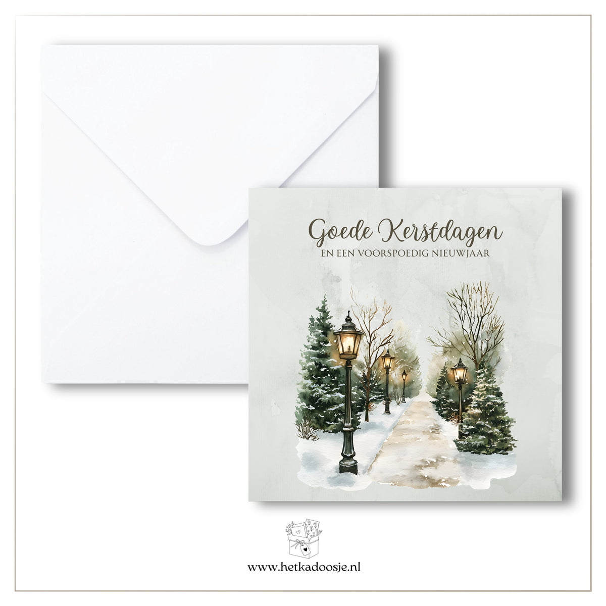 Laan met verlichting | goede kerstdagen - vierkant